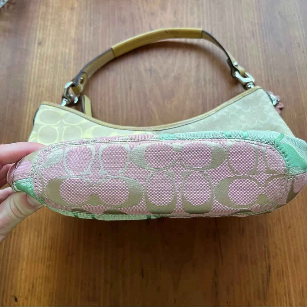 Coach Pastel Patchwork Shoulder Bag in Yellow, Pink, Mint & Light Brown/Cream - Picture 4 of 16